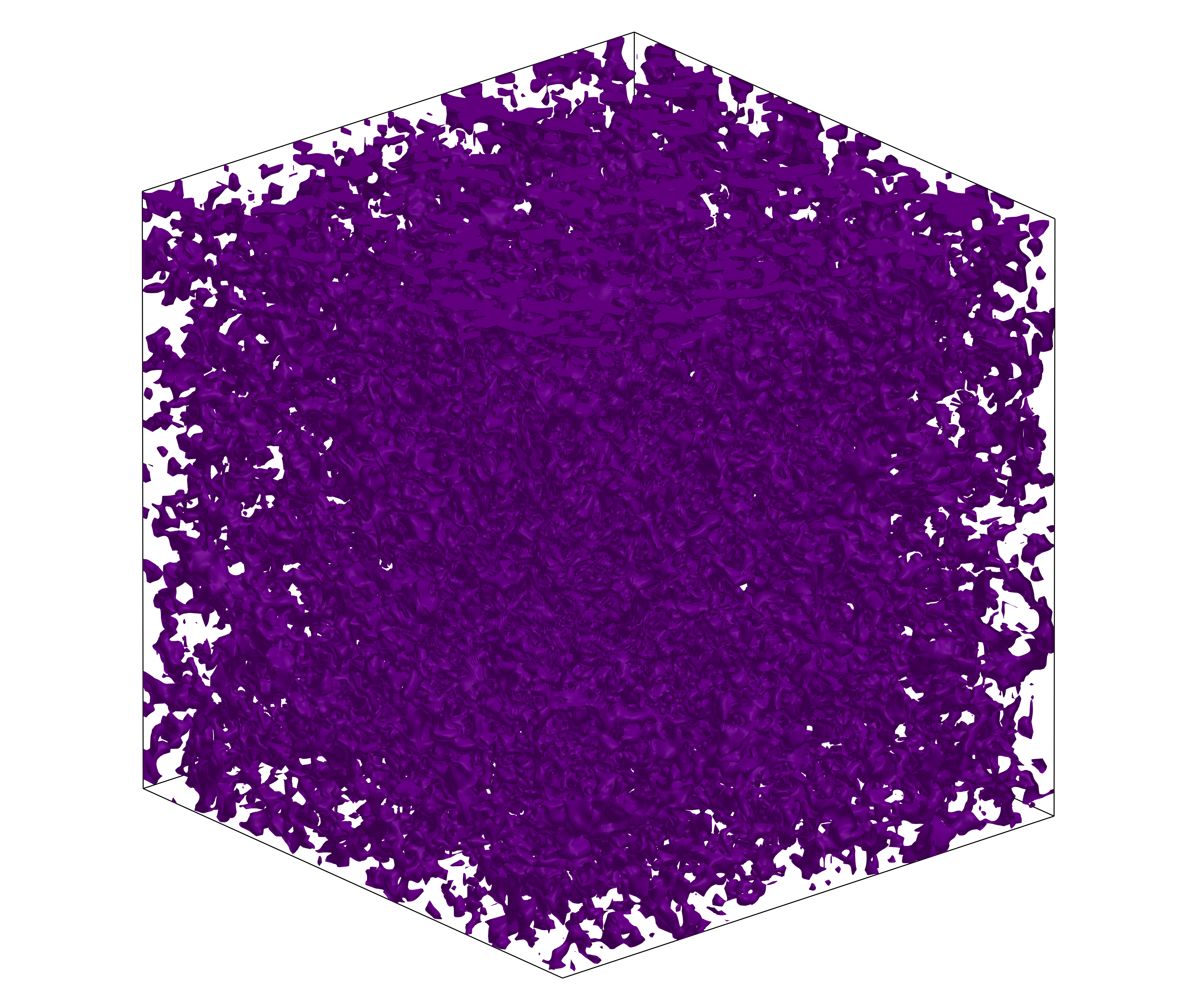 Instantaneous vorticity magnitude of homogeneous isotropic turbulence simulated with [WaterLily.jl](https://github.com/WaterLily-jl/WaterLily.jl). Check out [HIT.jl](https://github.com/b-fg/HIT.jl/) and the [video](https://surfdrive.surf.nl/s/y6bnTRJw66a9NjX)!