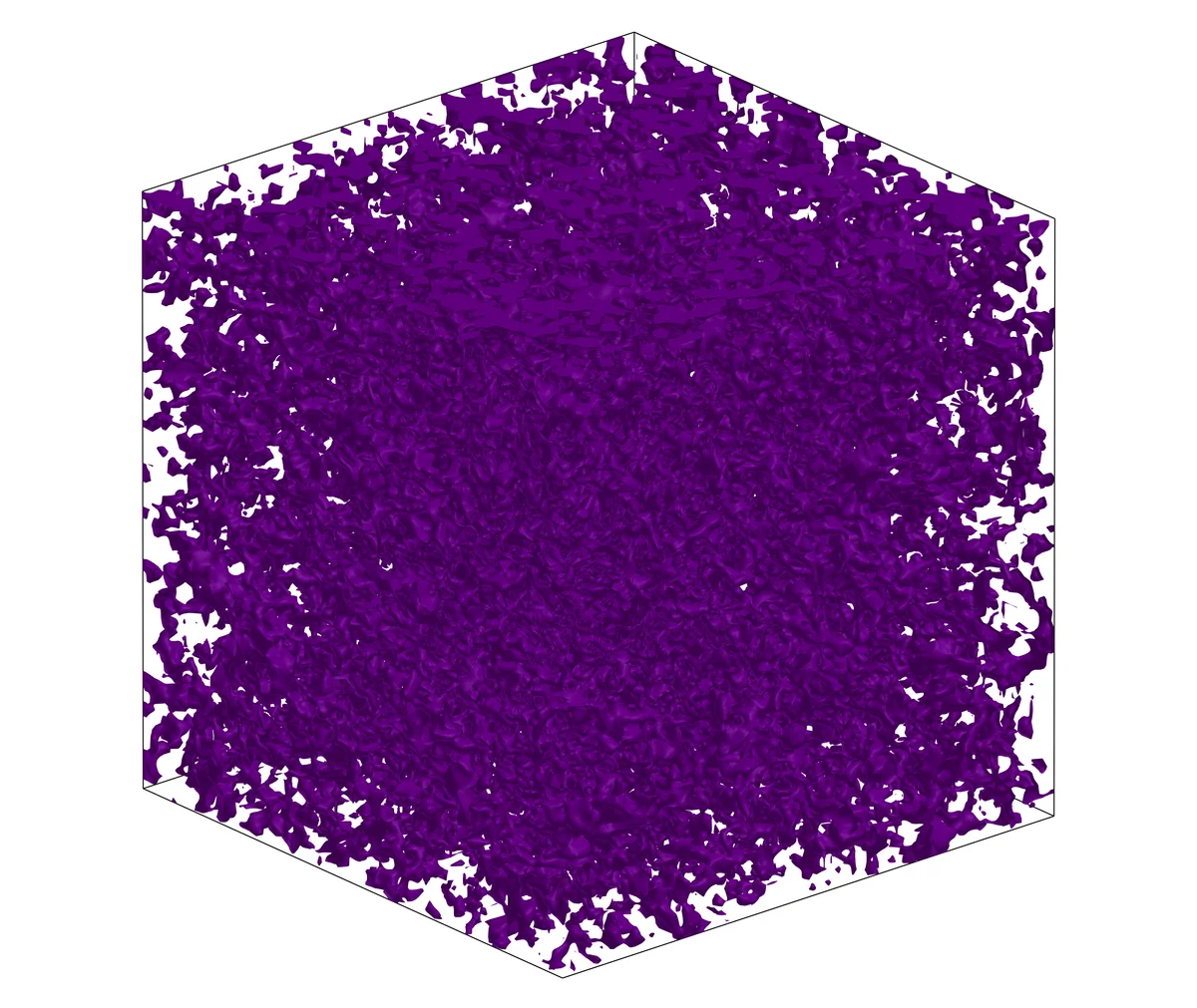 Instantaneous vorticity magnitude of homogeneous isotropic turbulence simulated with [WaterLily.jl](https://github.com/WaterLily-jl/WaterLily.jl). Check out [HIT.jl](https://github.com/b-fg/HIT.jl/) and the [video](https://surfdrive.surf.nl/s/y6bnTRJw66a9NjX)!